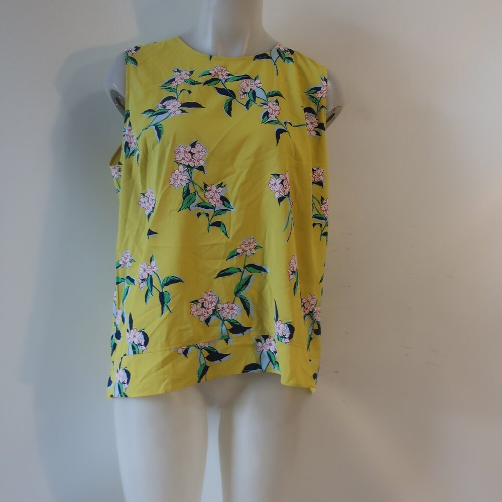 Womens Coolibar Yellow Floral Tank Blouse (UPF 50 +) Sz L